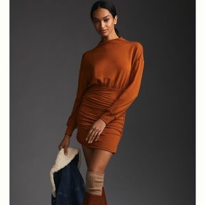 Elegant Rust Long-Sleeve Dress